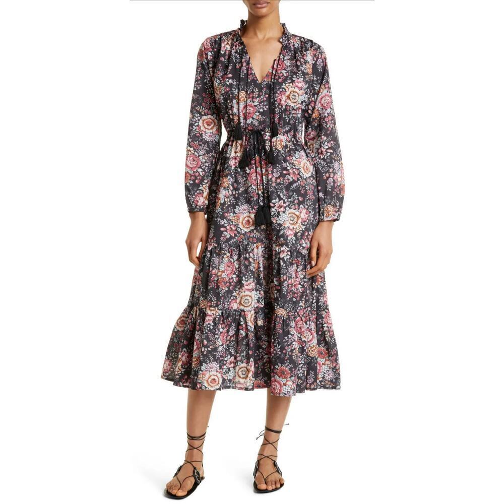 Tuckernuck Mille Astrid Floral Long Sleeve Cotton Dress Bloomsbury size small